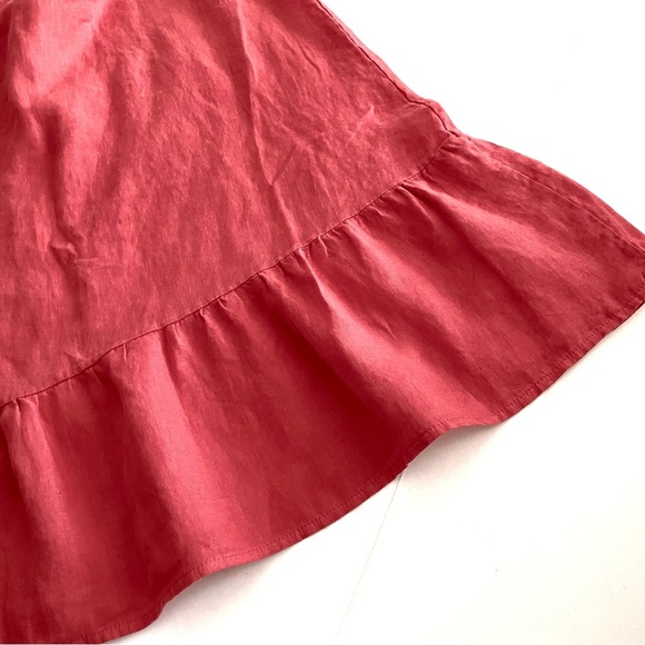 Terzo Millennio Orange Linen Sleeveless Dress Size Medium  Midi Maxi Lagenlook - Picture 8 of 14